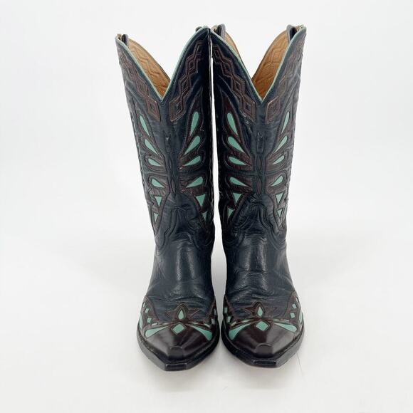 Old Gringo Black Brown Turquoise Monarca Butterfly Western Cowgirl Boot size 7 - Picture 5 of 12